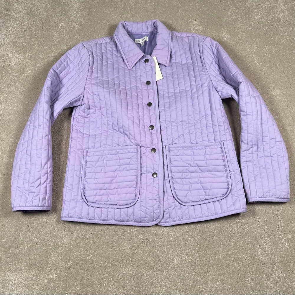 Quilted‎ Chore Jacket NWT Pastel Purple On 34th Snap Front Patch Pocket Womens S